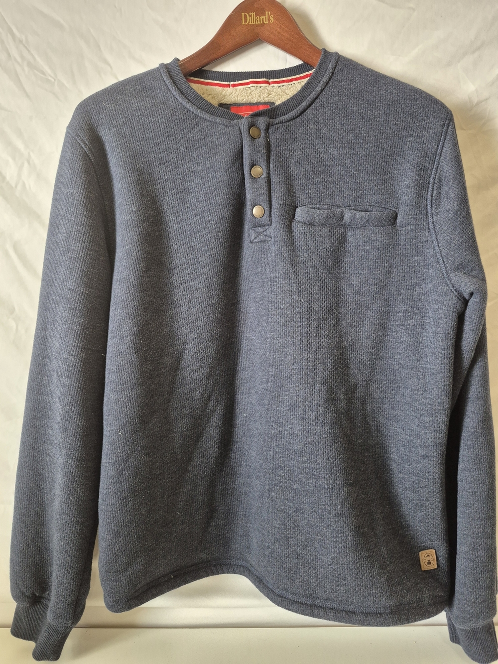 Coleman Men's Blue Henley Knit Sweatshirt